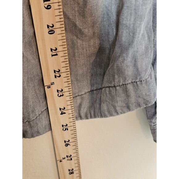 Cloth and Stone Anthropologie Small Chambray Gray Tencel Top Lace Up Back - Picture 2 of 7